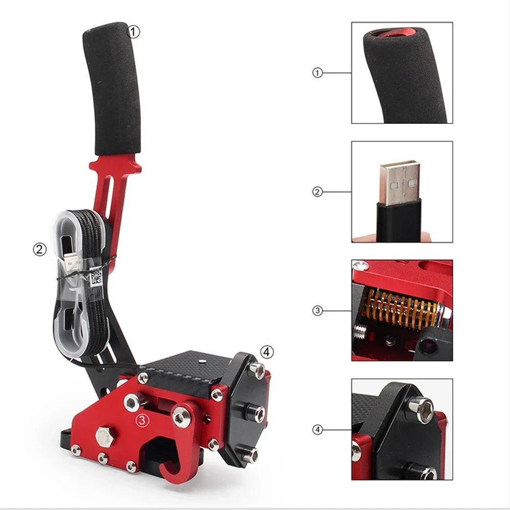 2-in-1 USB Racing Game Handbrake Support G25/27/29 T300 T500 ONE Simracing Game14 Bit Handbrake Sim Fanatec Osw Dirt Rally Clamp