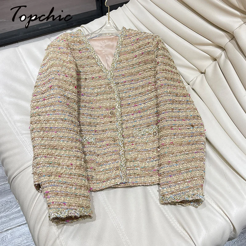 

2023 Korean Fashion Woven Plaid Outerwear Women Blazer Pocket Lining Autumn Winter Causal Tweed Coat Ol Suit Jacket Tweed