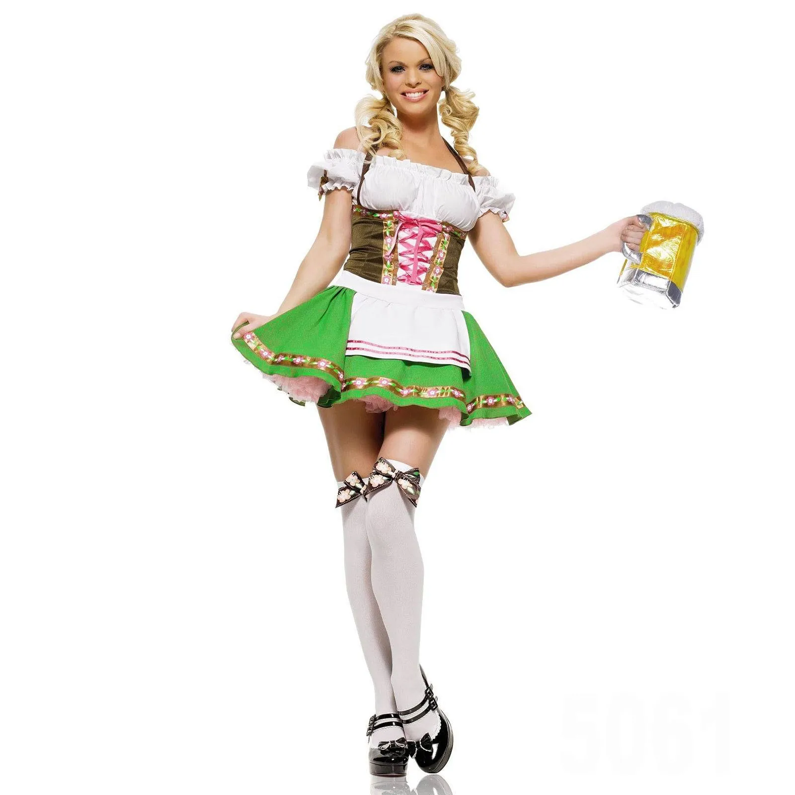 

Women Dress Sexy Stage Performance Beer Festival Skirt Straight Neckline Oktoberfest Costume High Waist Summer Cosplay Costumes
