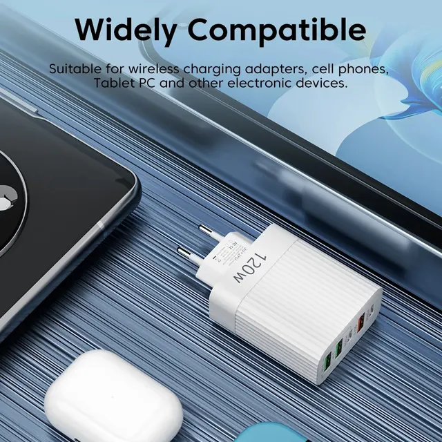شاحن USB سريع 5 منافذ PD Type C محول شاحن الهاتف سريع الشحن لهاتف iPhone 15 Pro Samsung Xiaomi Huawei USB C شاحن الحائط