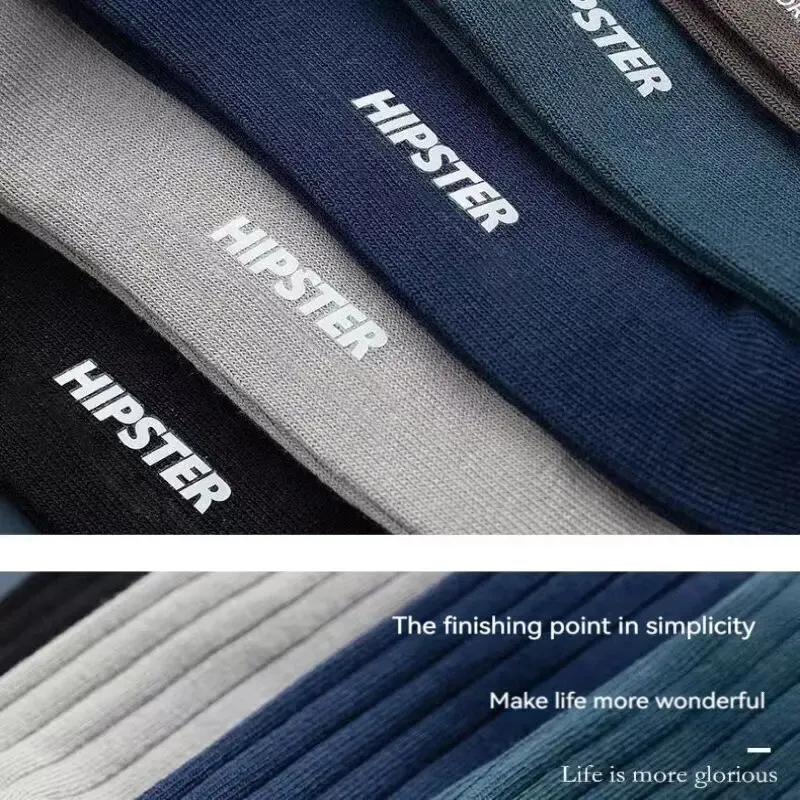 Men's Warm Mid-Calf Socks - Trendy, Breathable, and Sweat-Absorbing for Fall & Winter Sports (5 Pairs)