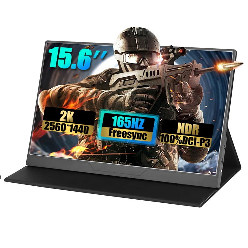 

Портативный монитор 15,6 дюйма, 165 Гц, 2K, 2560*1440 IPS, HDR, Freesync, двойной динамик, игровой дисплей для компьютера, ноутбука, Xbox, PS4/5 Switch