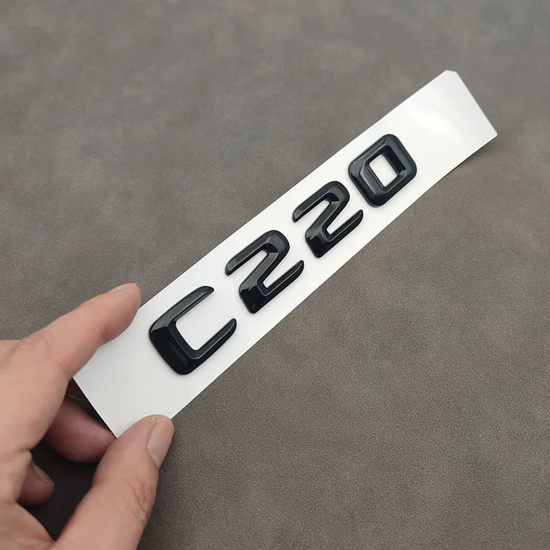 3d ABS Chrome Black Logo C220 Emblem Letters Car Trunk Badge For W204 W205 C 220 C220 Sticker Accessories
