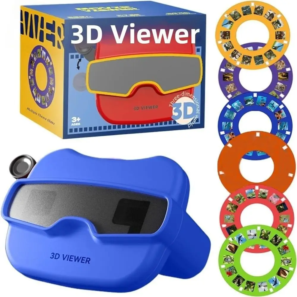 6개의 릴이 포함된 창의적인 선물 3D 입체 시각 장치 장난감 빨간색 휴대용 3D 교육용 시청기 3D 뷰마스터