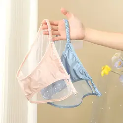 Transparent Mesh Panties Korean Low Rise Briefs Women Lingerie Ice Silk Cotton Crotch Seamless Lingerie Soft Mesh Panties