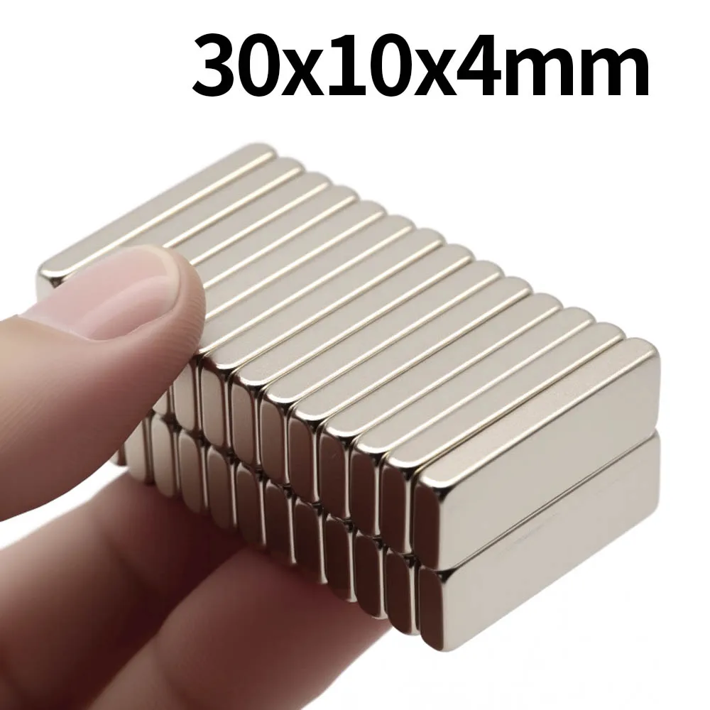 แม่เหล็กนีโอไดเมียม N35 NdFeB ขนาด 30x10x4 มม. แรงสูงพิเศษ แม่เหล็กถาวรทรงบล็อก แม่เหล็กทรงพลังสำหรับติดตู้เย็น 1