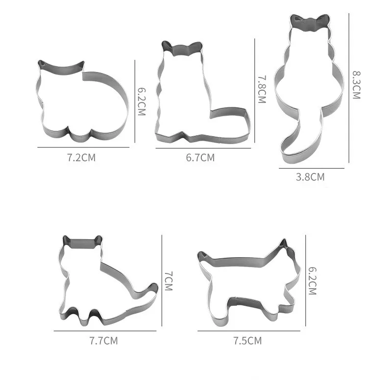 Animal Cat Cookie Cutter Mold 5Pcs/set cookie cutter cookie mould cookie printing mold