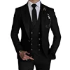 3 Pcs 2023 Fashion New Men Leisure Boutique Business Solid Color Wedding Suit Coat Pants Vest  Set Dress Blazers Jacket Trousers 1
