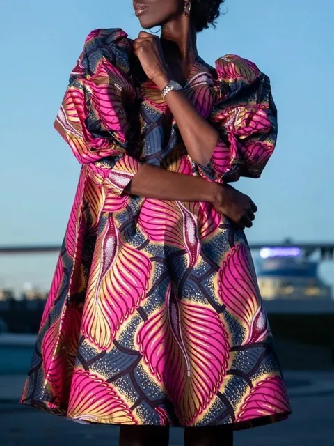 Chiamaka Bob Sleeve Ankara Dress - Image 2