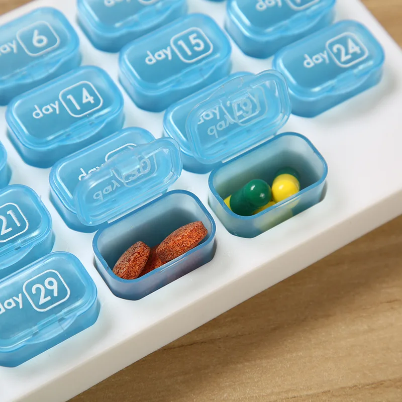 

31 compartment plastic compartmentalized pill box independent storage digital pills transparent family pack storage box