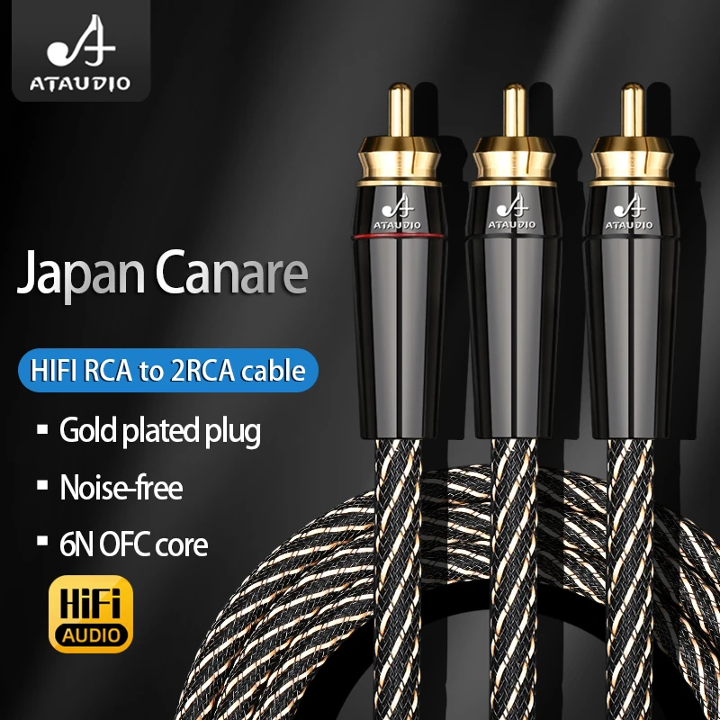 HIFI rca to 2rca audio cable 6N OFC Subwoofer Y Cable RCA 1 Male to 2 Male Audio cable for Speaker,DVD, TV, Amplifier