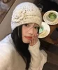 new beanie Pullover caps equin Handmade crochet hat wool hat Knitted hat skiing cap 3D Flower Winter Warmth Hat Thick gentle hat 1