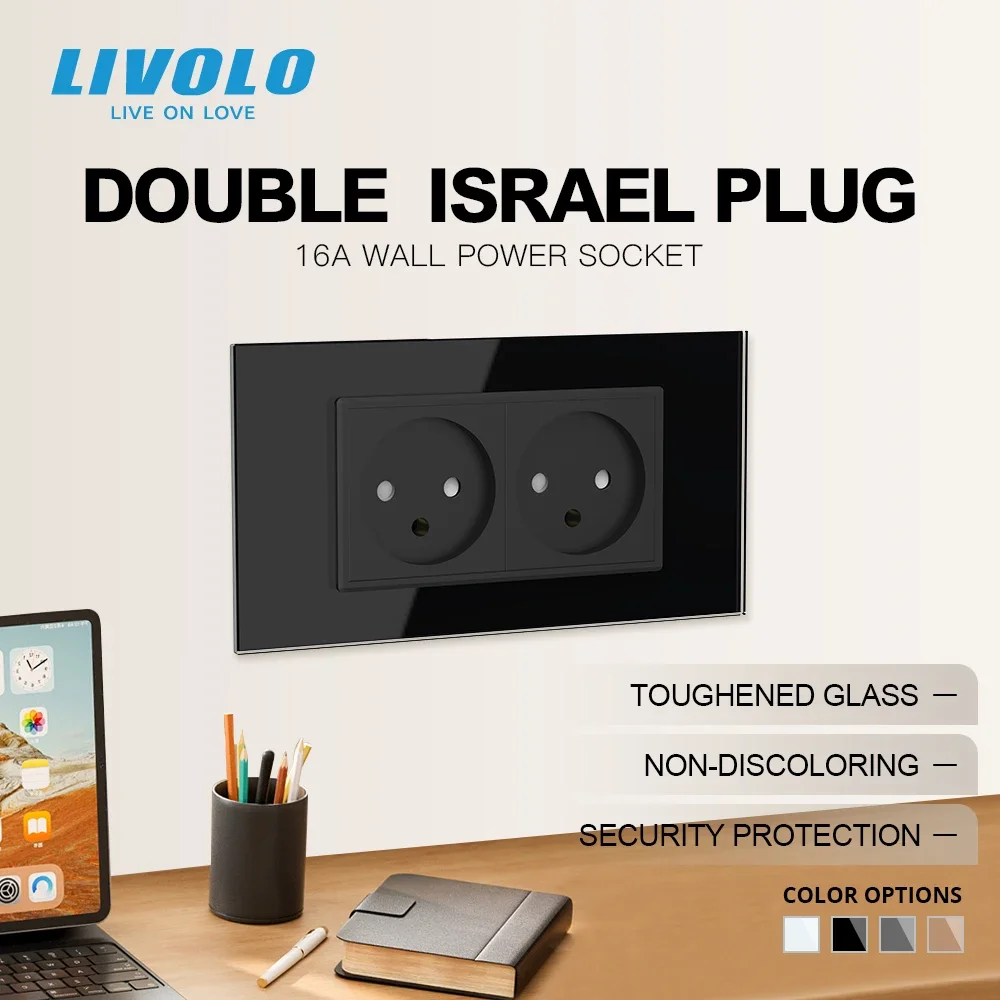 Double Power Socket Outlet Converter Glass Panel