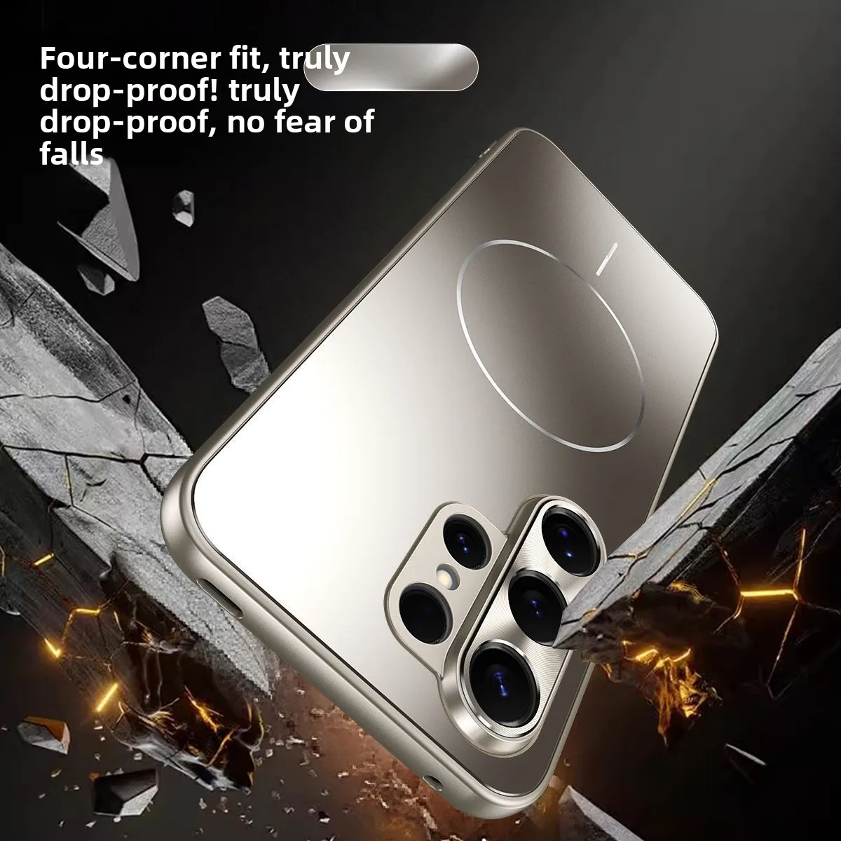 Magnetic Electroplated Frosted Shockproof Bumper Case with Metal Lens Frame