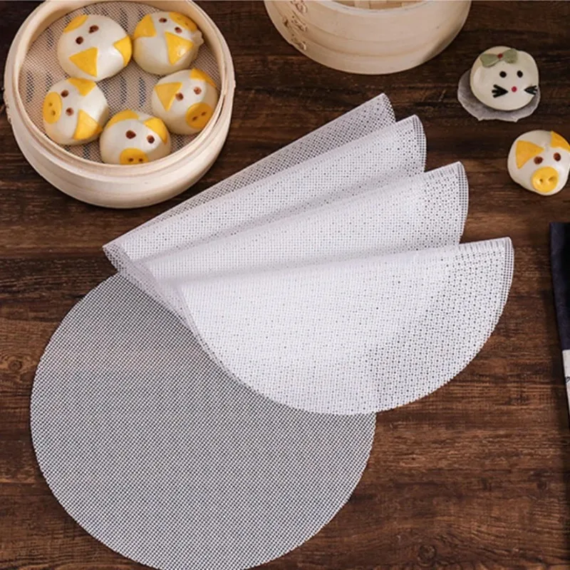 3-Pack Reusable Silicone Steamer Liners - Non-Stick Round Mats for Bamboo Steamer Cooking, Heat Resistant & Dishwasher Safe