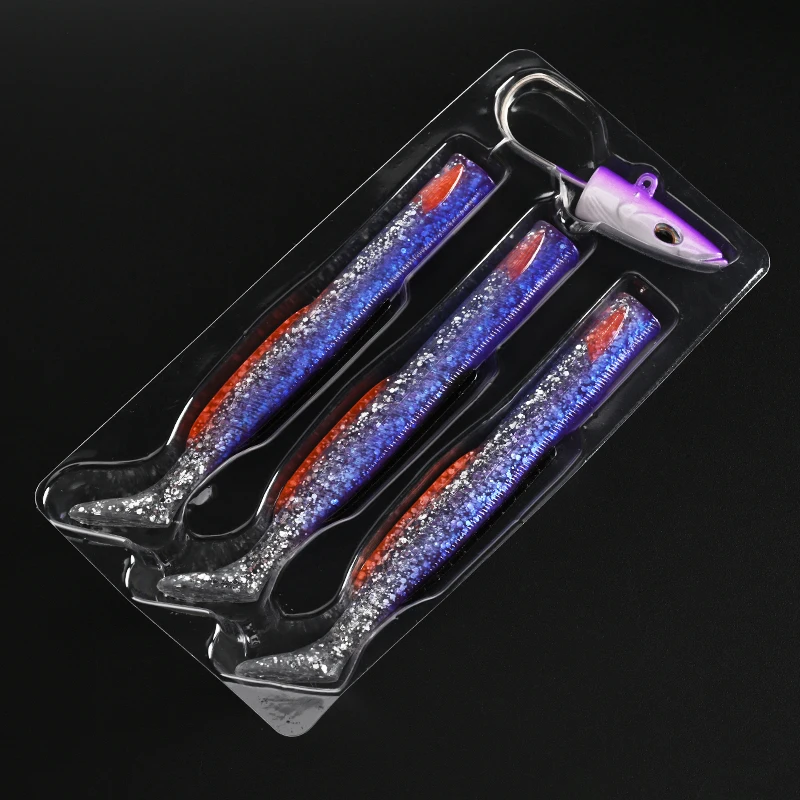 BLUX Vibrant Soft Eel Fishing Lure with Paddle Tail and Jig Head Hook - Saltwater Artificial Bait