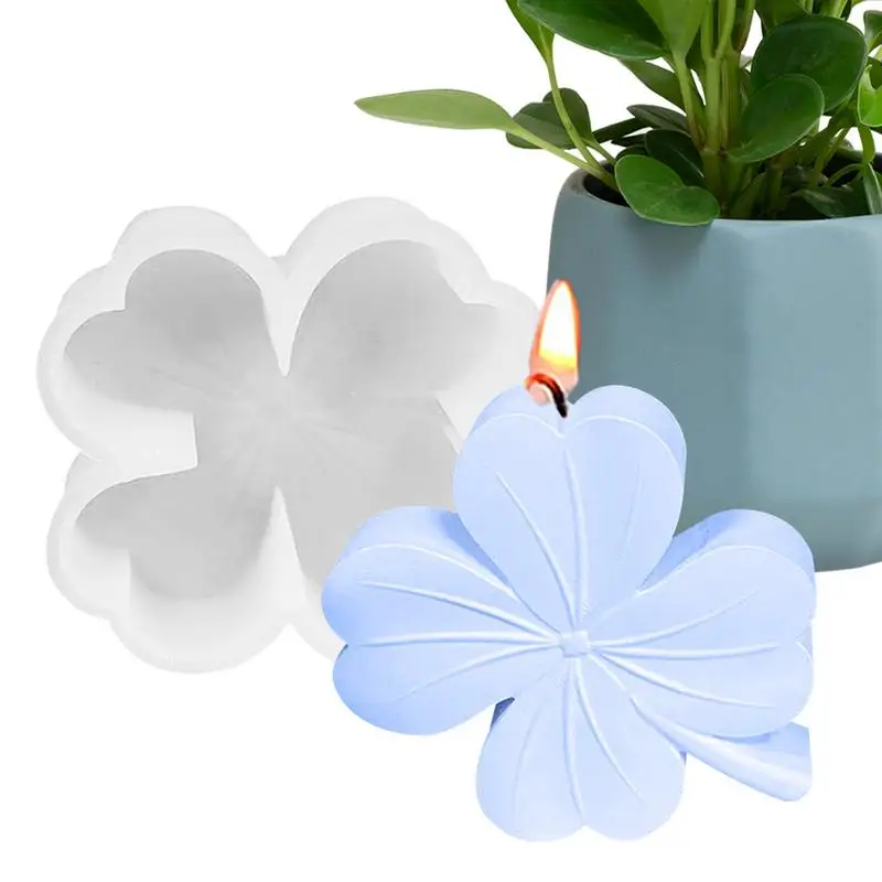 Lucky Shamrock Silicone Mold Four Leaf Silicone Lucky Fondant Moulds Epoxy Casting Resin Candle Mold Four-Leaf Shamrock Shape