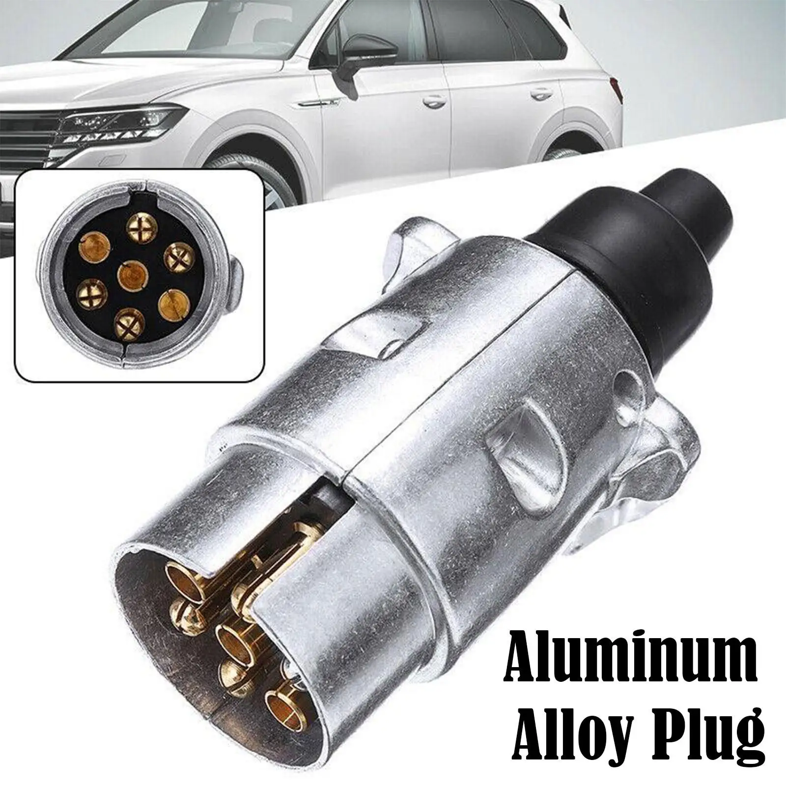 7 Pin Aluminium Alloy Plug Trailer Truck Towing Electrics 12V Connector EU Plug Professional Replacement Truck