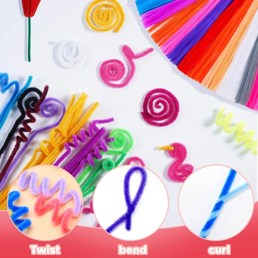 500 Pieces Black Pipe Cleaners Craft Chenille Stems for Kids DIY Art and Craft Projects Decorations