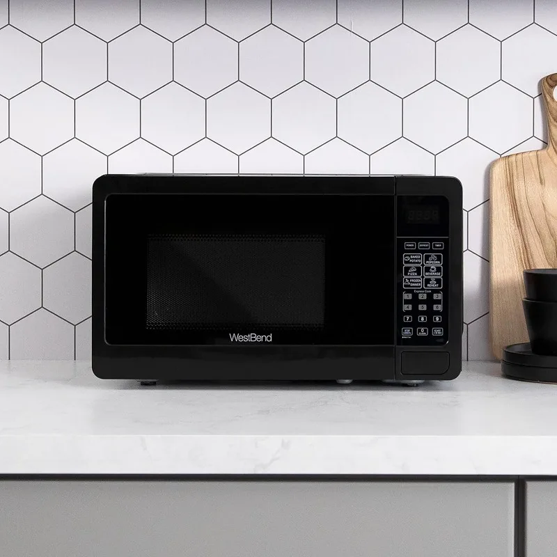 Microwave oven 700W compact with 6 pre-cooking settings, fast defrost, electronic control panel and glass turntable 2