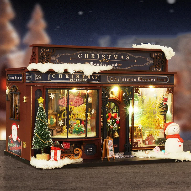 NEW DIY Wooden Doll Houses Christmas Wonderland Cottage Miniature Model Kit Dollhouse with Furniture for Friends Birthday Gifts 3