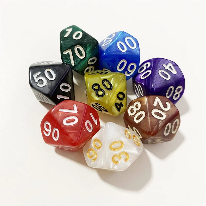 Game dice 8 Pcs 10-sided D10 for funny RPG table board gambling games