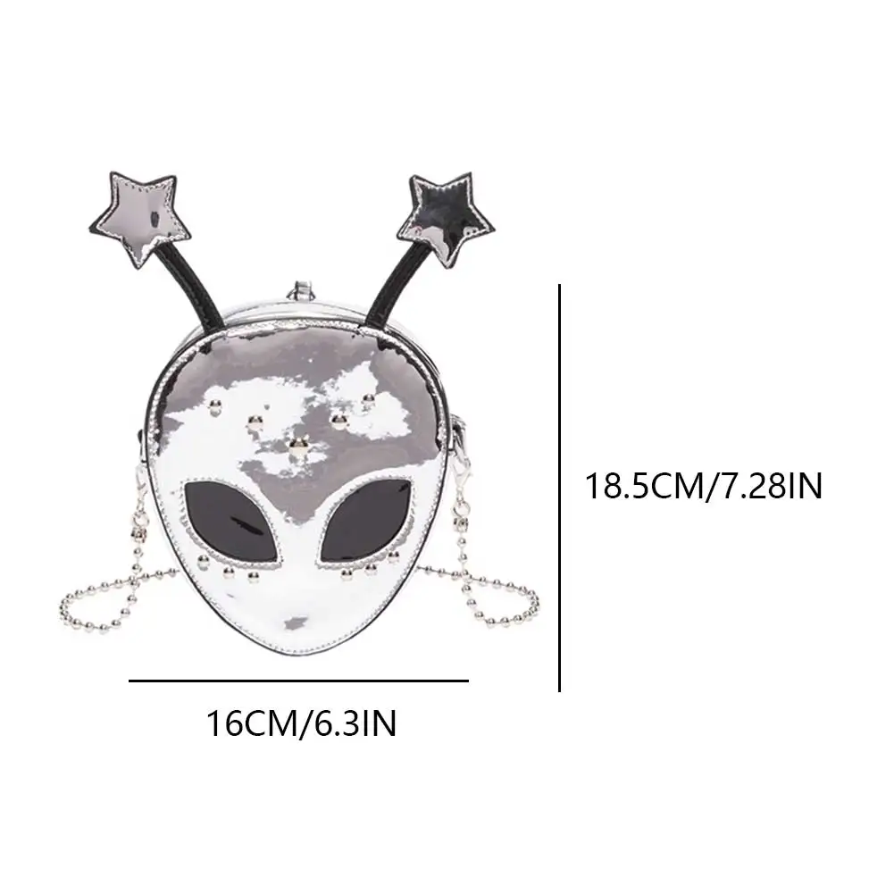 Alien Pattern Shoulder Bag PU Leather Halloween Purse for Women Chain Crossbody Messenger Bag Halloween Female Girls Chic Purse 6