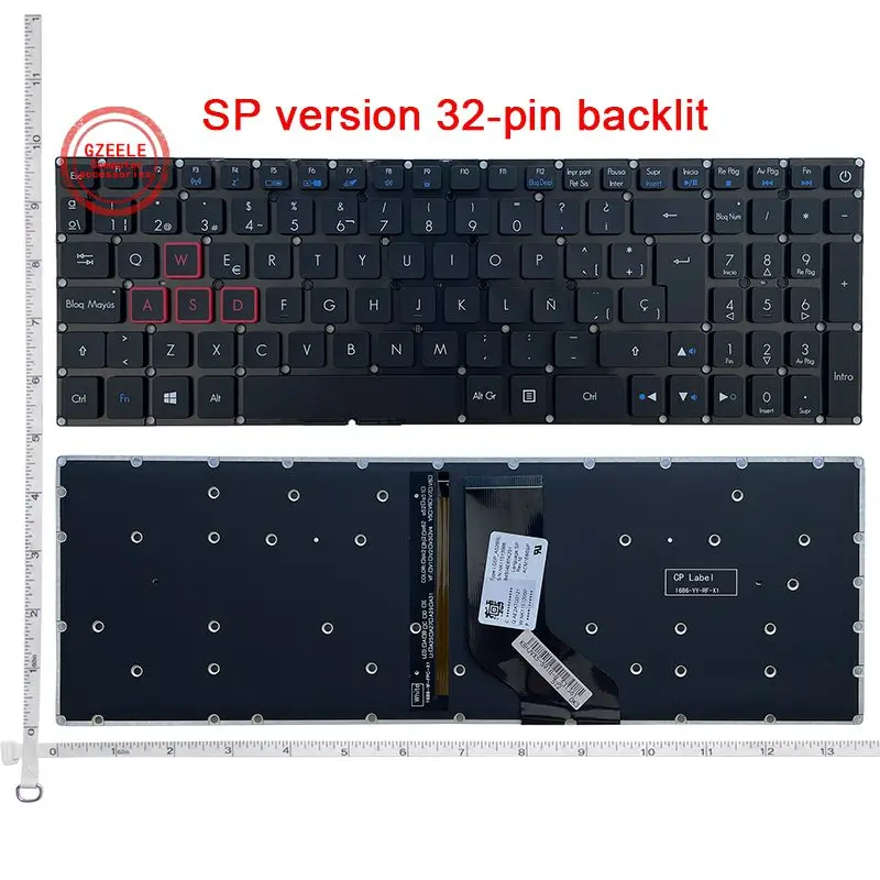 Eua para Acer Helios 300 G3571 G3-572 G3-57272yf Ph317-51 Ph315-51 Ph317-52 N17c1 Nk. I1513.053 Teclado Retroiluminado ru sp br