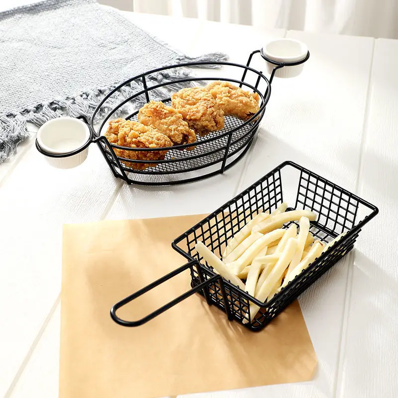 Creative Stainless Steel Fried Food Dish Fried Chicken Wings Plate Bar and Restaurant Snack Basket