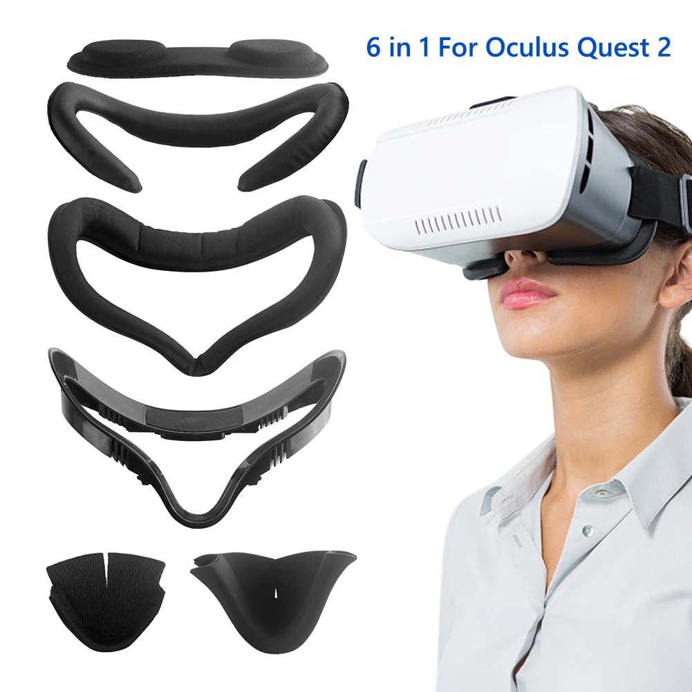 6pcs Replacement Face Eye Pad Cushion for Oculus Quest 2 Facial Interface Face Cover Bracket Protective Mask VR Accessories