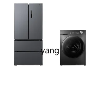 yjq ice washing set whole house home appliance package combination French multi-door air-cooled refrigerator + washing machine
