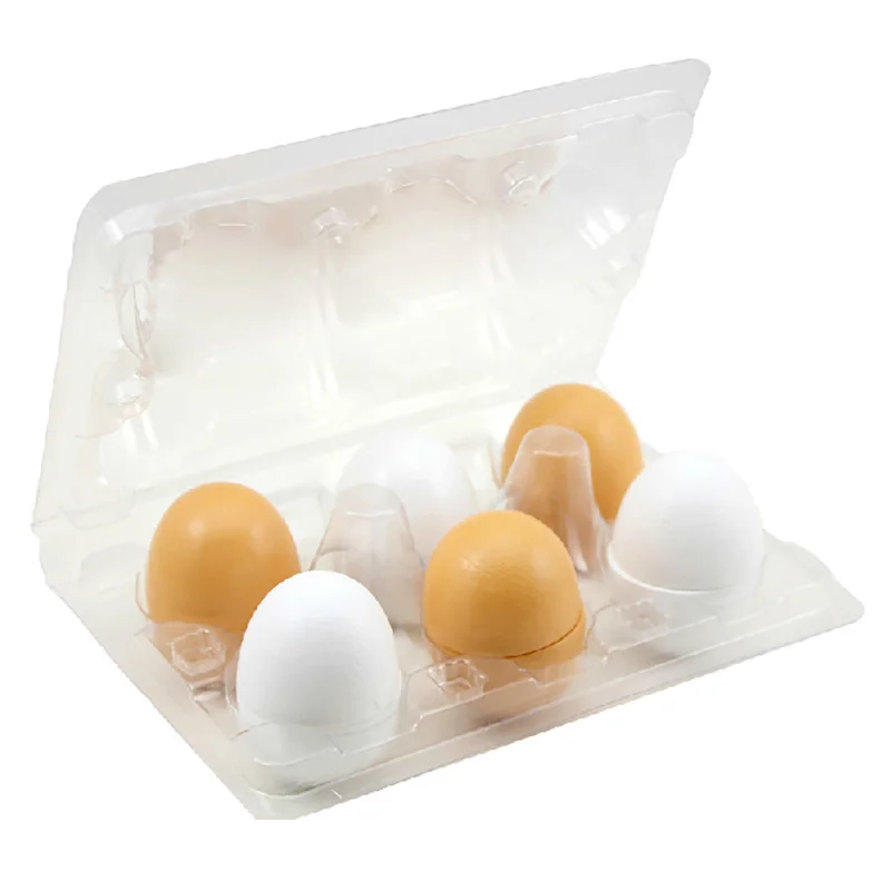 6pcs Simulation Wooden Eggs Toys Set Kids Pretend Play Wood Food Eggs Yolk Kitchen Food Children Kid Education Montessori Toys 5