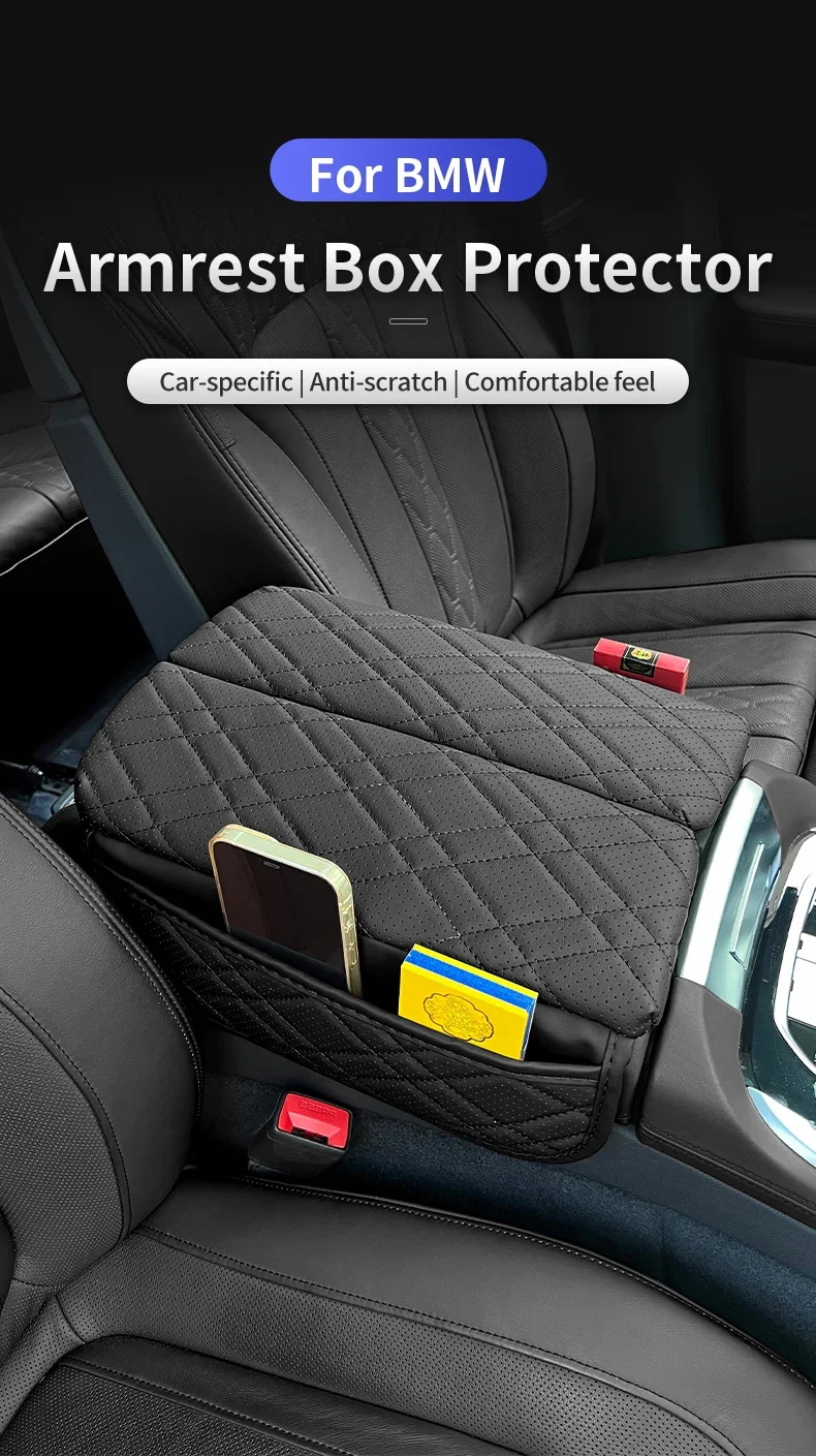 Car Armrest Cushion Cover Center Console Armrest Protector Pad For BMW F10 G11 X5 G05 X6 X7 G07 5 Series G30 G32 6GT Accessories