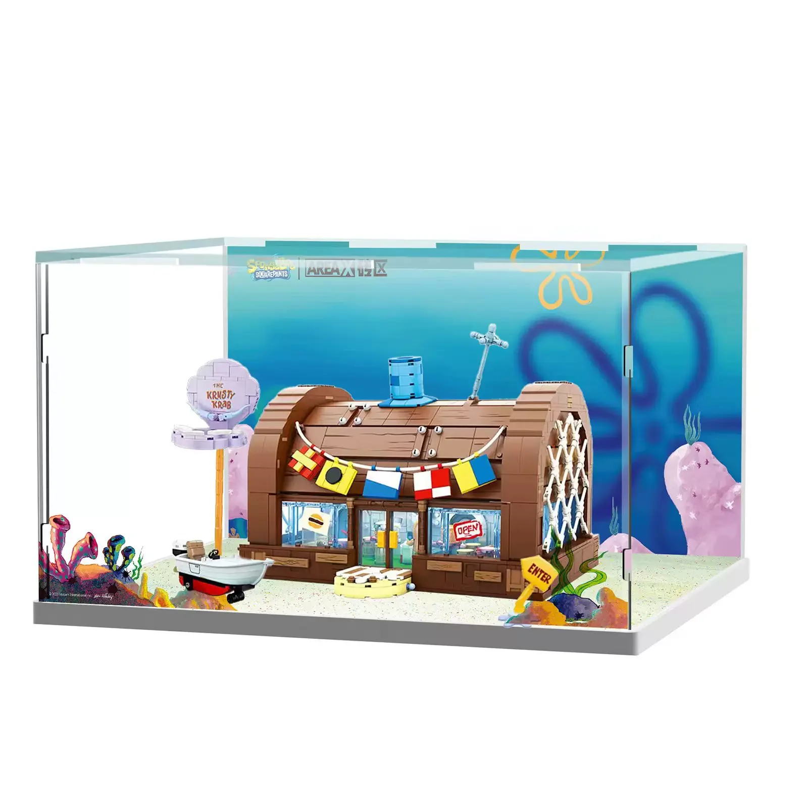 Spongebob building block cartoon Krusty Krab creative restaurant scene model Patrick Star assembly toy children's birthday gift 5