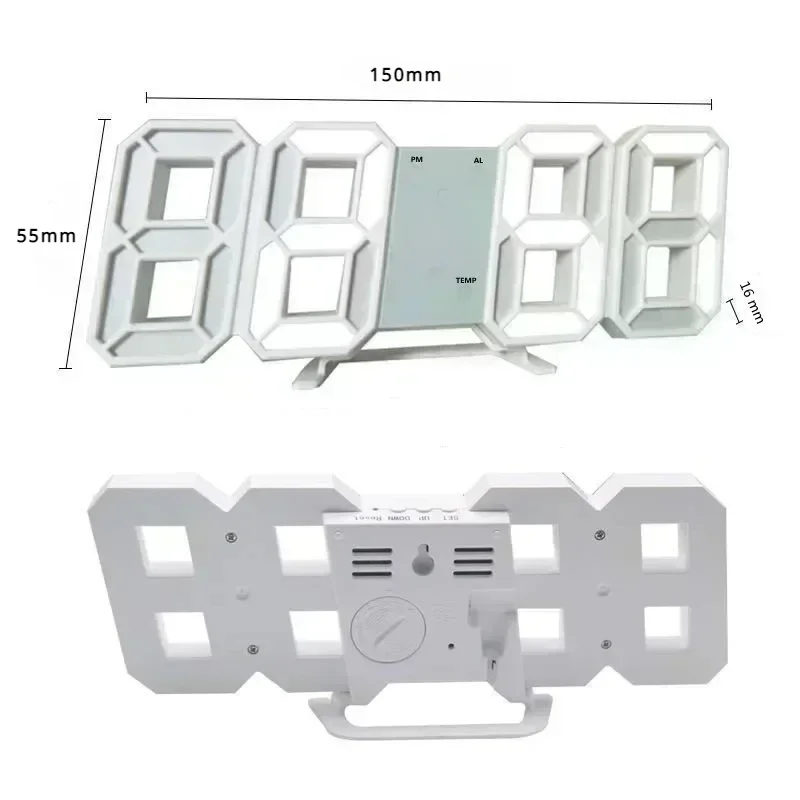 Home and Decoration Hanging Wall Clock Interior Clocks Decoration for Bedroom Mode Room Watches Night Large Led 3D Digital Light