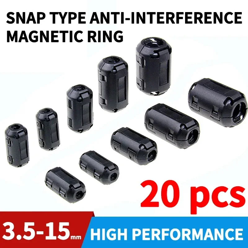 

20Pcs Magnetic ring Ferrite Filteranti-interference shield removable EMC inner diameter 3.5MM 5/7/9/11/13/15MM