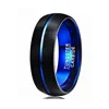 Black Anodized 8MM Wide Tungsten Steel Ring With Blue Inner Circle For Men Tungsten Steel Ring Stocking One Piece Forward Delive