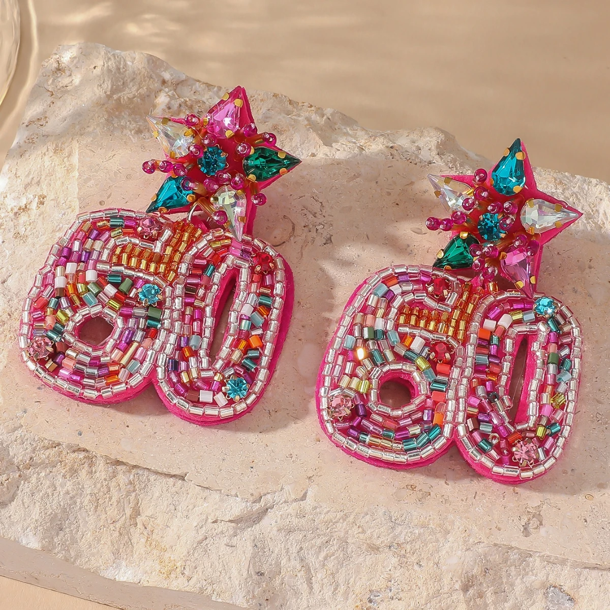 Luxury Number 22 30 40 50 60 70 Drop Earrings for Women Ladies Boho Style Figure Seed Beaded Earrings Big Statement Jewelry Gift