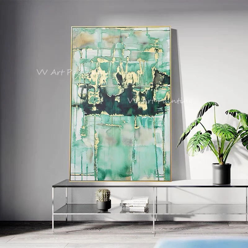

Landscape green Handpainted modren Abstract picture Wall Art On Canvas Oil Painting Living Room home Decor Pictures as a gift