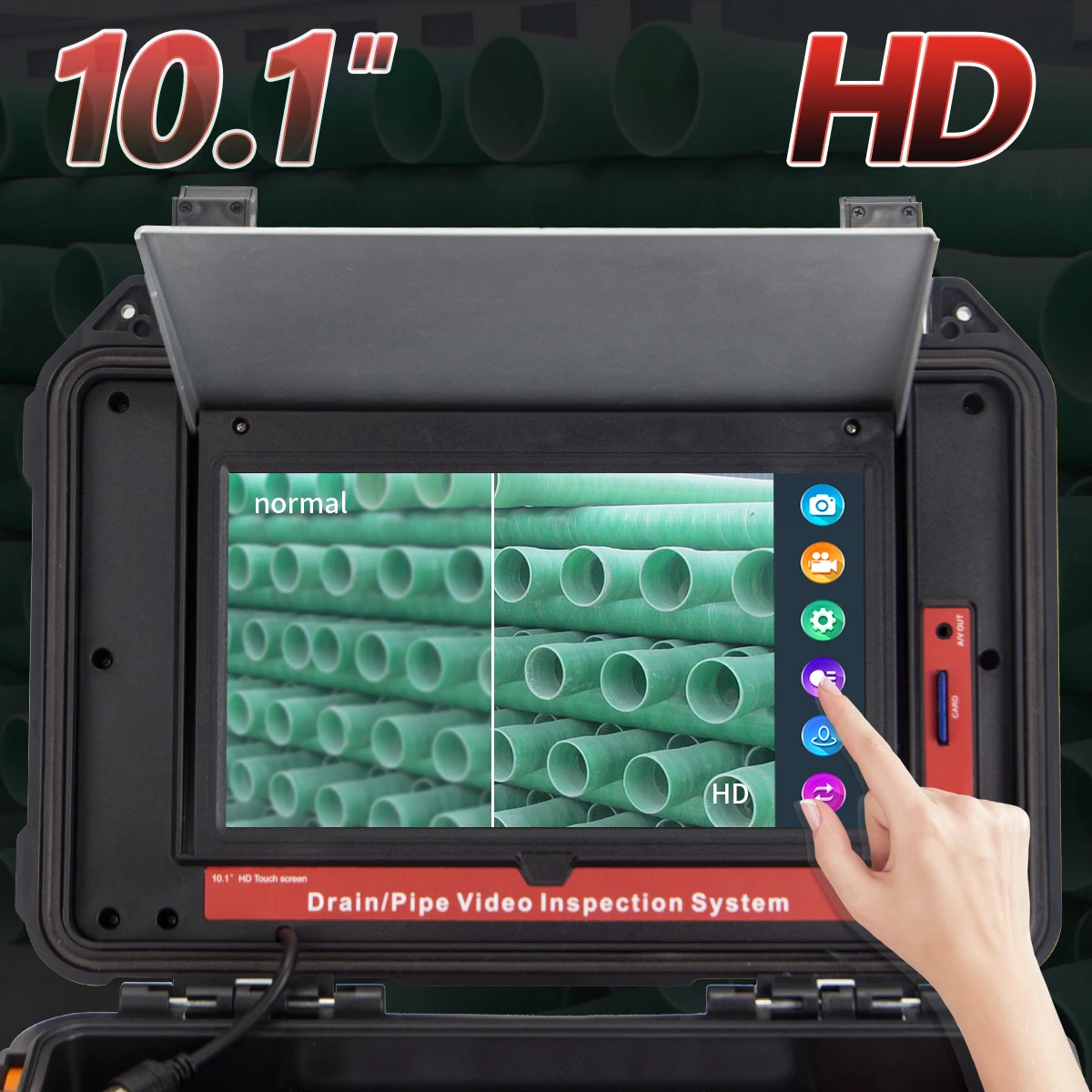 10.1 인치 7MM 미터 카운터 DVR 셀프 레벨링 512Hz 송신기 23MM 배수관 검사 카메라 512Hz 로케이터 수신기