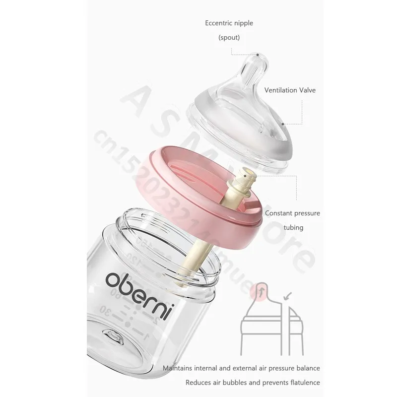 Anti-flatulence newborn glass bottle / wide mouth eccentric nipple anti-breastfeeding bottle / 150ML210ML glass bottle 4