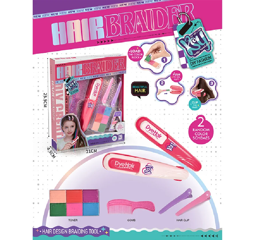DIY Color Hair Stick Set Girl Toy Washable Hair Chalk Set Toy Temporary Bright Dyeing Chalk Comb Children's