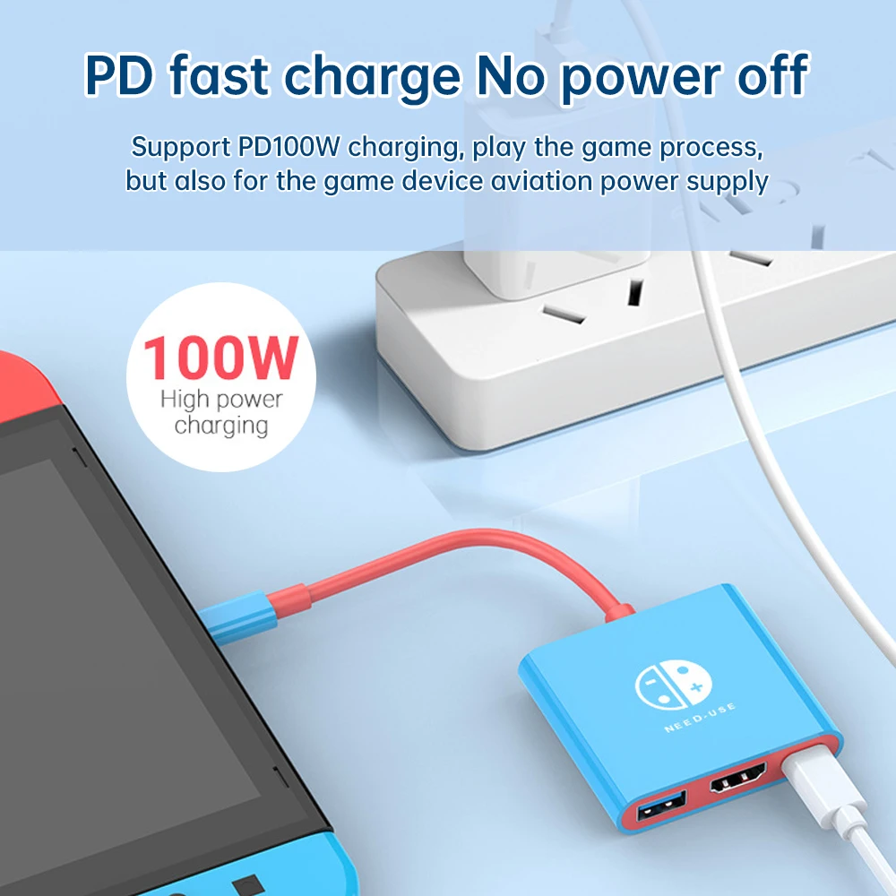 스위치 도크용 HD-MI USB 3.0 허브 어댑터, USB C 스플리터, TV 휴대용 도킹 스테이션, 닌텐도 노트북 PC 아이패드 맥북 에어용, 4K