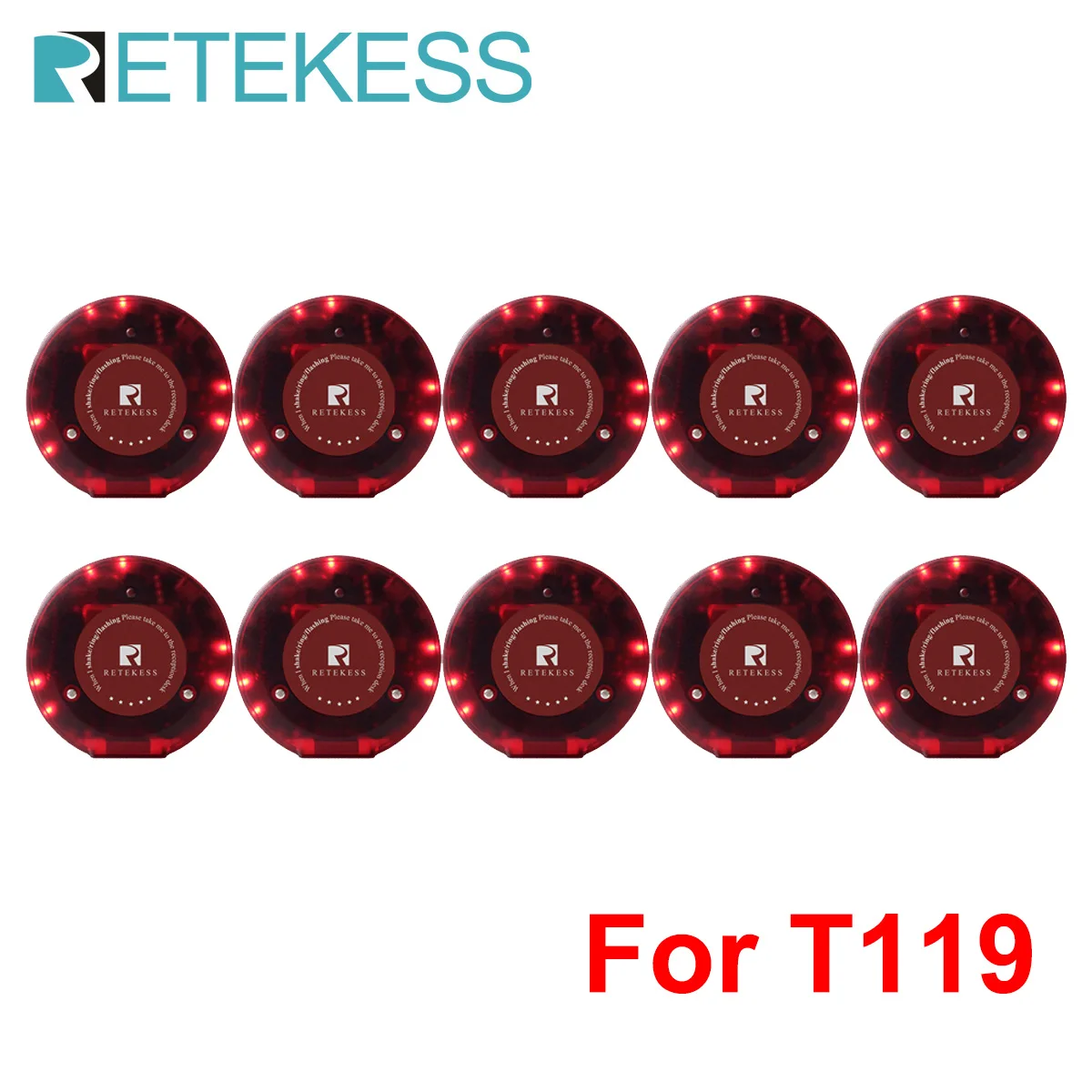 Retekess 10 Pcs Coaster Buzzer Beeper Receivers For T119 Restaurant Pager Wireless Calling System For Coffee Shop Bar Hotel