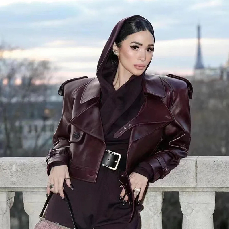 

Ladies Real Leather Jacket Women Winter Genuine Sheep Leather Coat