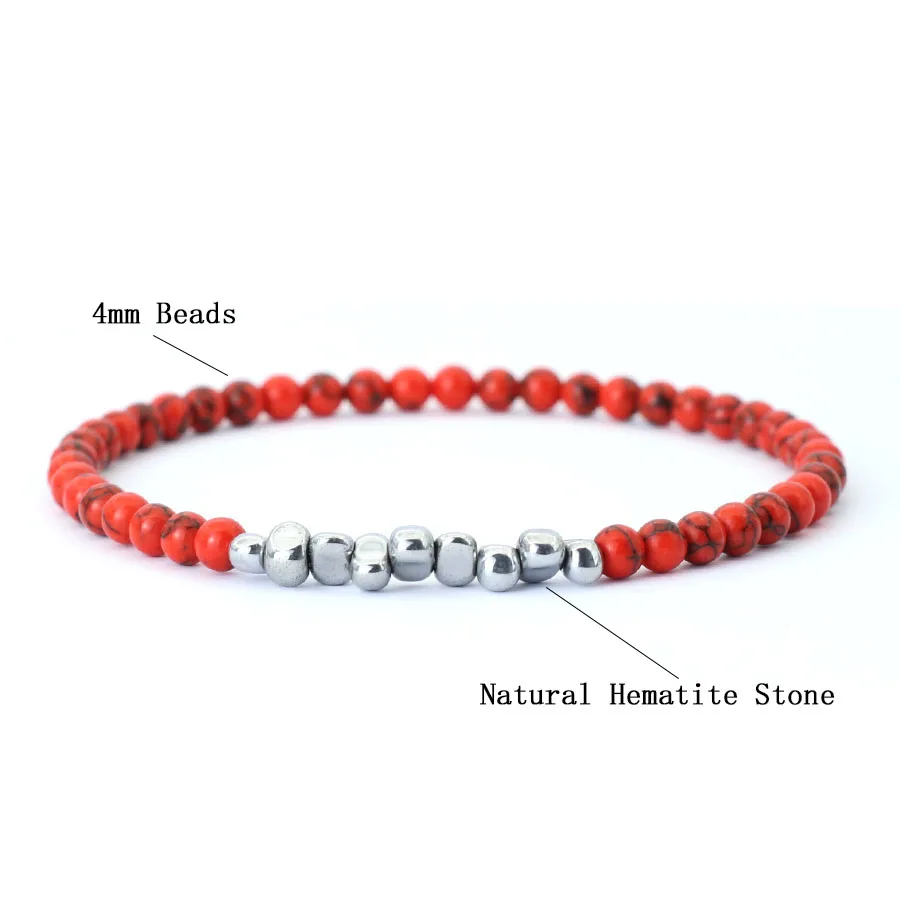 Hematite Stone Beads Unisex Bracelet Handmade Chakra Jewelry