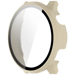 Premium Tempered Glass Protective Case for Garmin Venu 4 Watches (Ivory white)