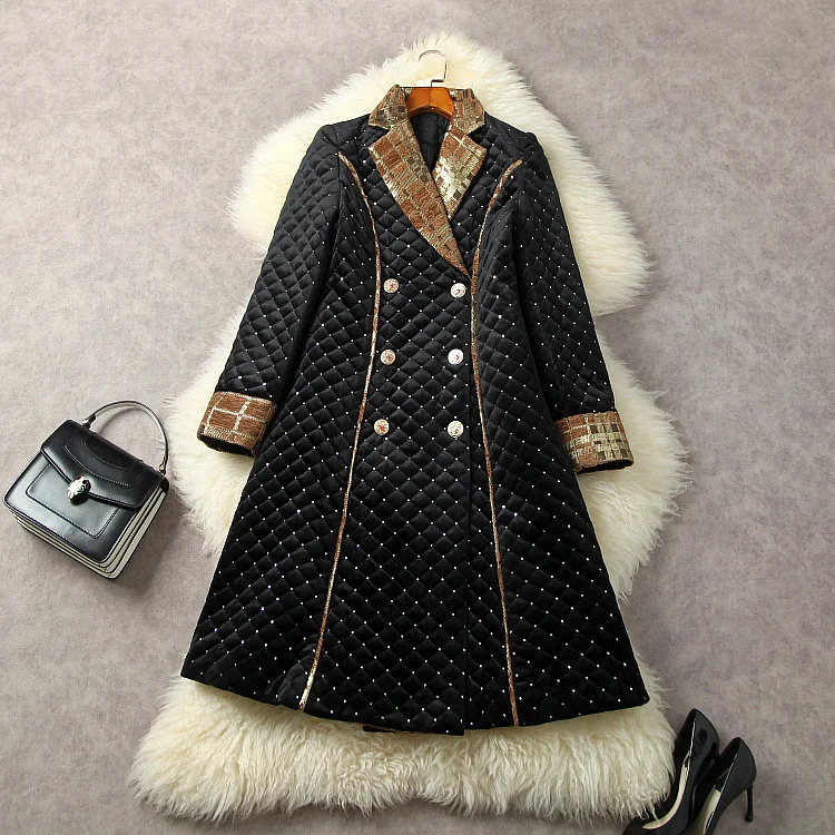 

European and American women's wear for winter 2022 Long-sleeved suit collar double-breasted fashion Canary velvet coat