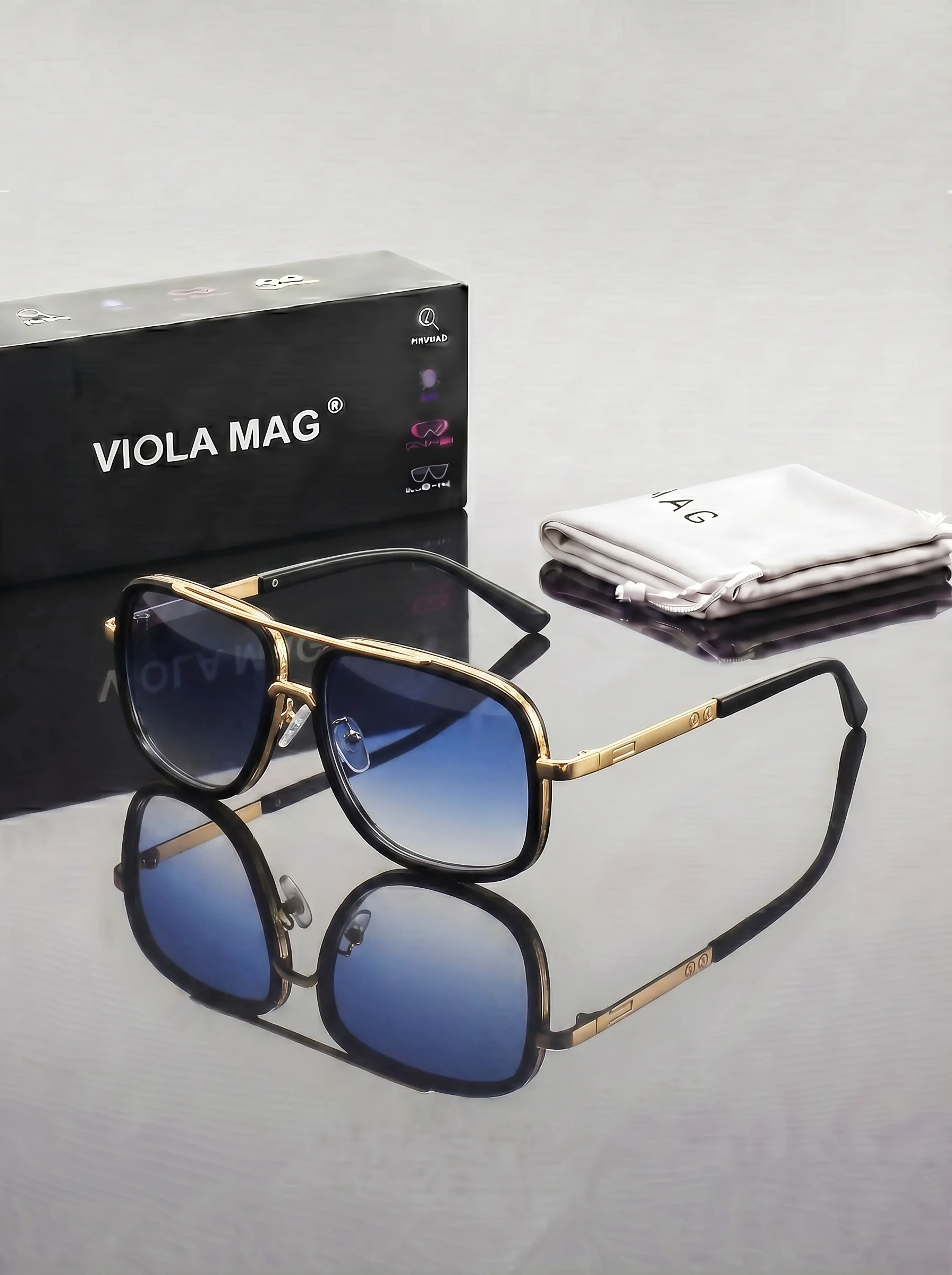 Luxury Retro Double Bridge Aviator Sunglasses - Premium Fashion Designer Shades with Protective Velvet