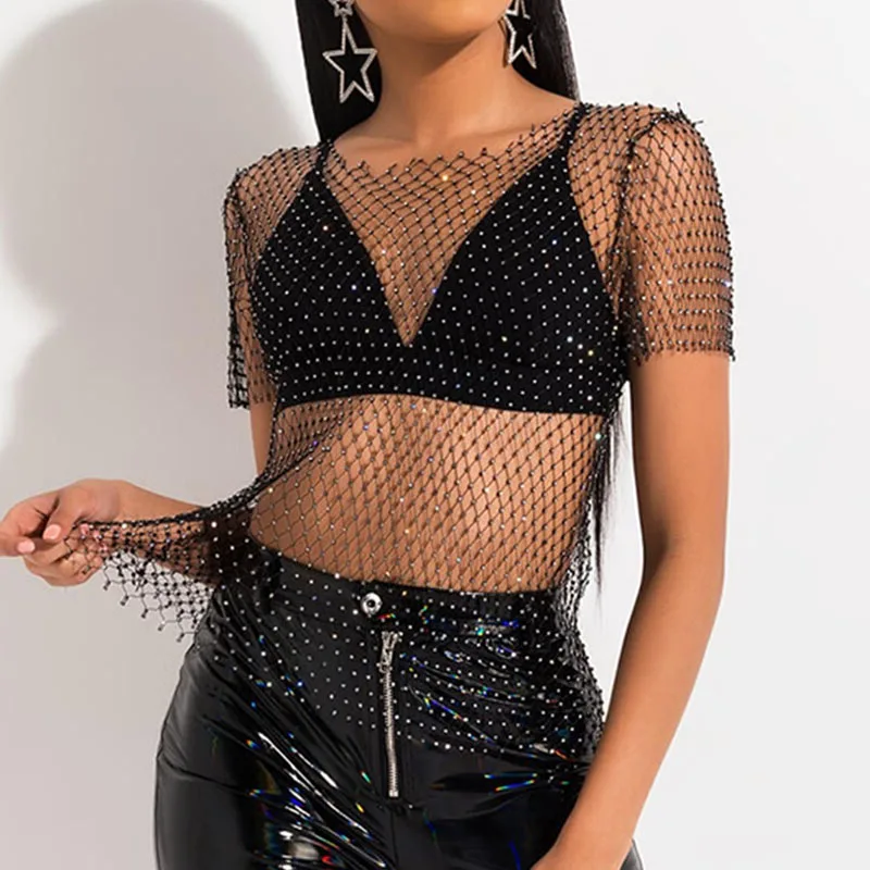 Camiseta Con Diamantes De Imitación - Y2K Wearhouse